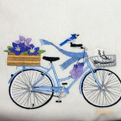 Seasonal Bicycle Pillow covers, Embroidered bicycle pillow, Winter pillows - image3